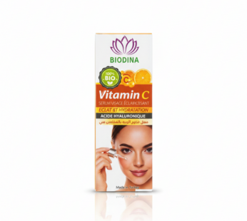 Sérum Visage Éclaircissant – Biodina (Vitamine C & Acide Hyaluronique)
