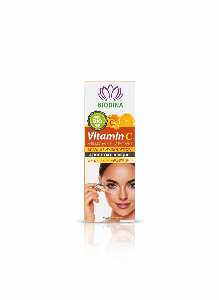 Sérum Visage Éclaircissant - Biodina (Vitamine C & Acide Hyaluronique)
