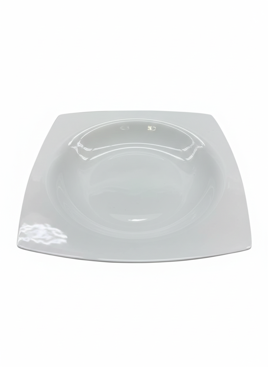 Assiette Creuse Carrée en Porcelaine Blanche