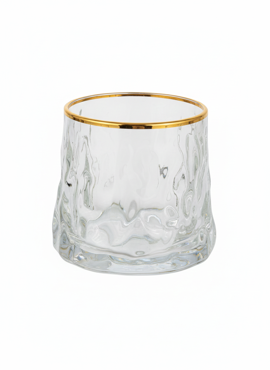Verre de Luxe Artisanal à Bordure Dorée