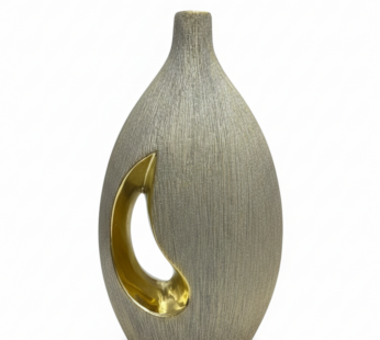 BBF Vase décoratif moderne – Gris texturé et Doré