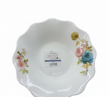 BYS Assiette Creuse en Verre Opale Floral