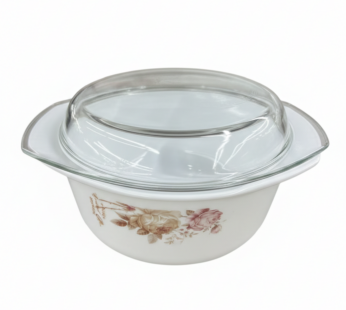Cocotte en verre opale avec couvercle – Design Floral