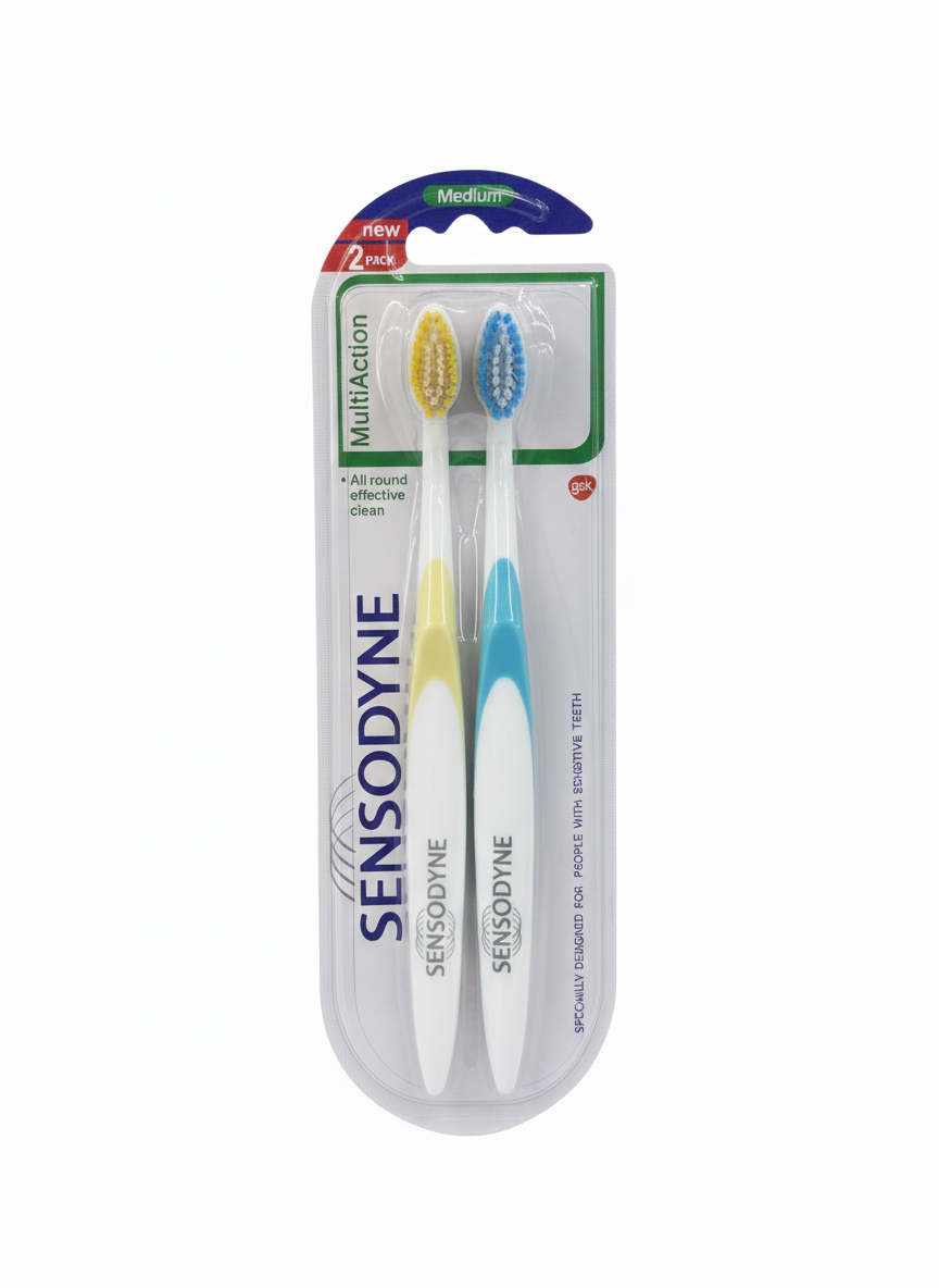 deux brosses à dents Sensodyne MultiAction