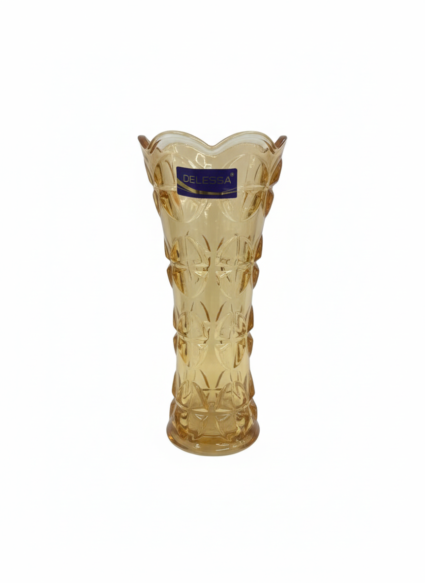 Vase Décoratif en Verre Ambré