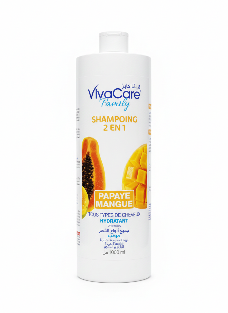 🧴 Shampoing Viva Care Family 2 en 1 – Papaye & Mangue