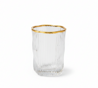Verre à Café Ciselé – Bordure Dorée Élégante