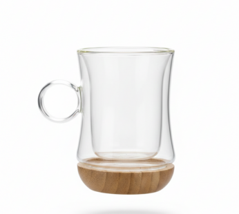Tasse Double Paroi avec Socle en Bambou