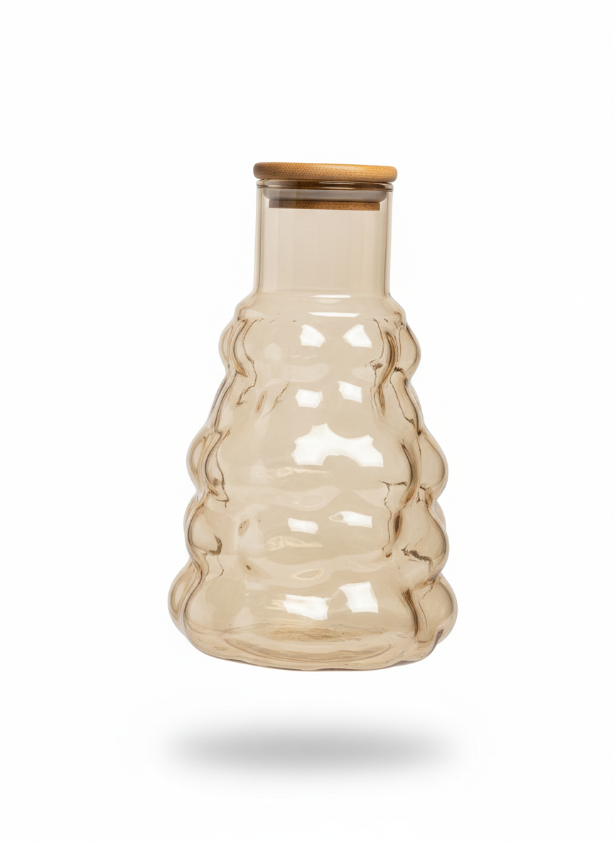 Carafe Design en Verre Ambré – Style Ondulé