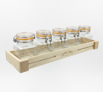 DANNY HOME Ensemble de 5 bocaux à épices avec support en bois