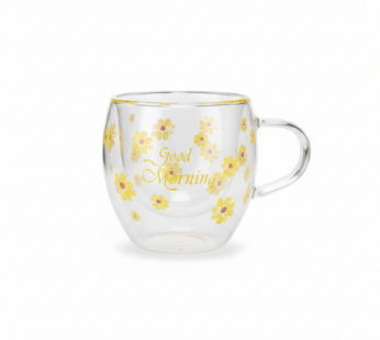 Tasse Double Paroi « Good Morning » – Design Floral 90ml