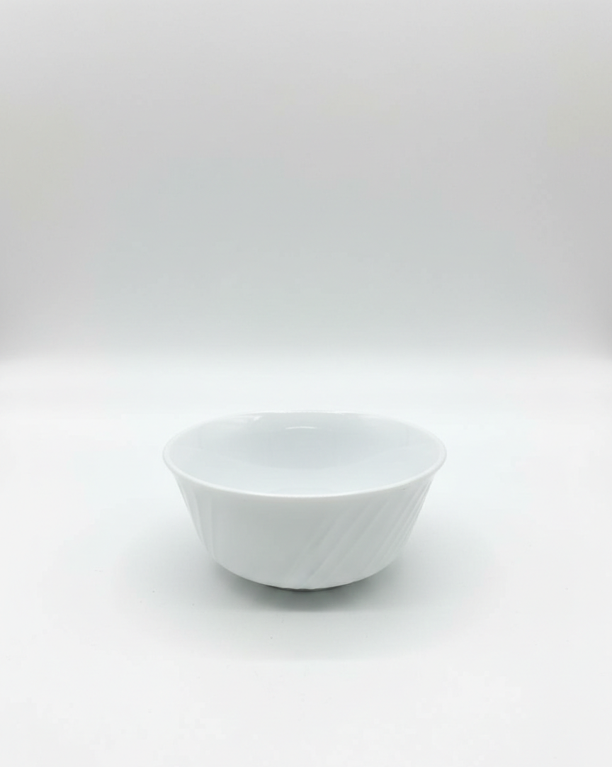 Petit bol en céramique blanche – Design strié 12.5cm