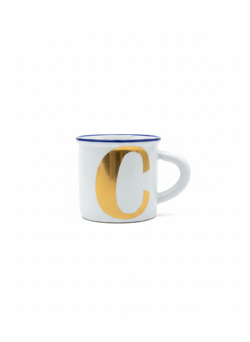 Tasse Personnalisée Lettre "C" – Style Vintage Émaillé