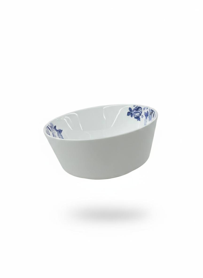 Bol en Porcelaine Blanche – Motif Floral Bleu