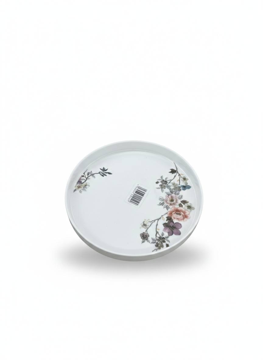 Plat Rond en Porcelaine - Motif Floral (Petit Modèle)
