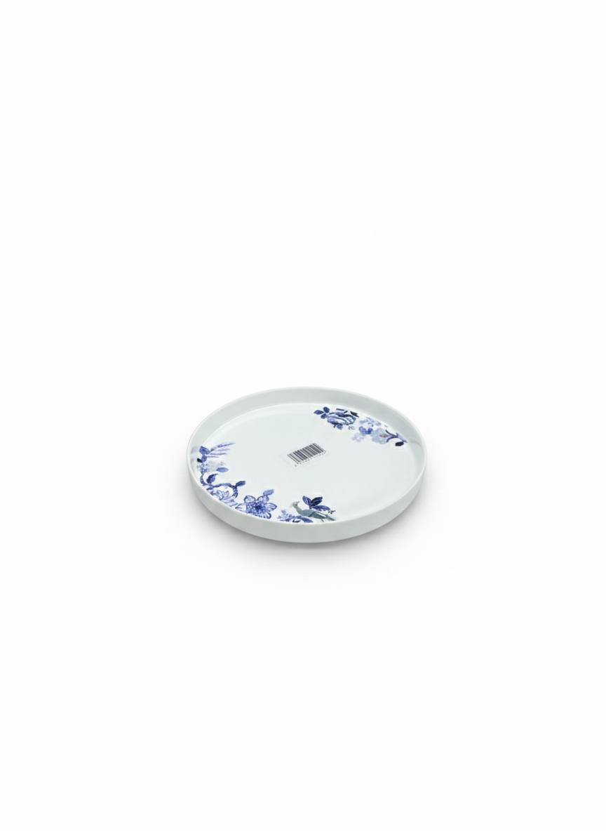 Plat Rond (Petit Modèle) – Collection Florale Bleue