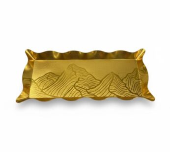Plateau Décoratif Doré – Design Montagnes