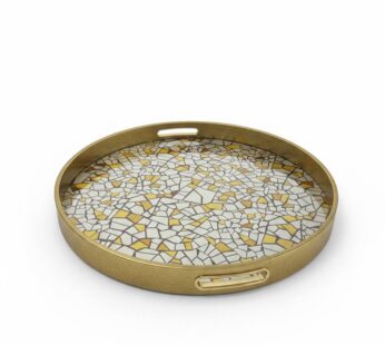 ALPHA Plateau Rond Décoratif à Motif Mosaïque