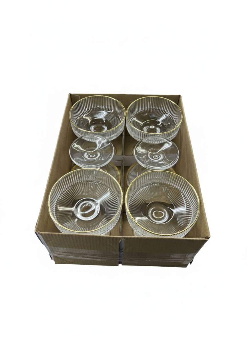 Service de 6 Coupes à Dessert en Verre Ciselé