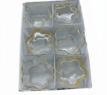 Ensemble de 6 Coupelles en Verre – Design Fleur & Liséré Doré