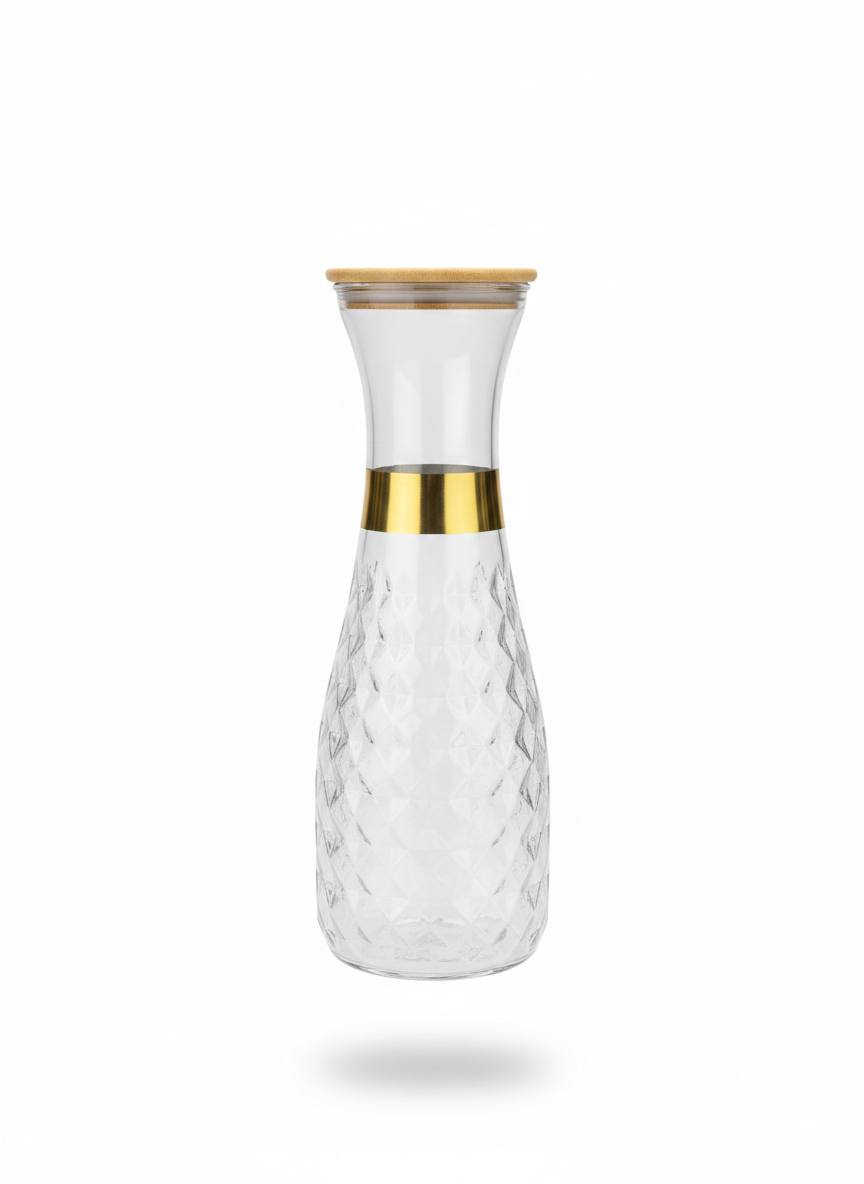 Carafe en Verre Élégante avec Couvercle en Bambou